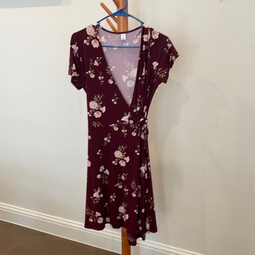 Red wrap dress, fall red dress, old navy dress